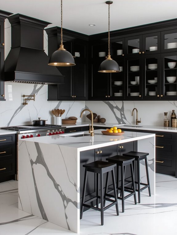 elegant black and white kitchen