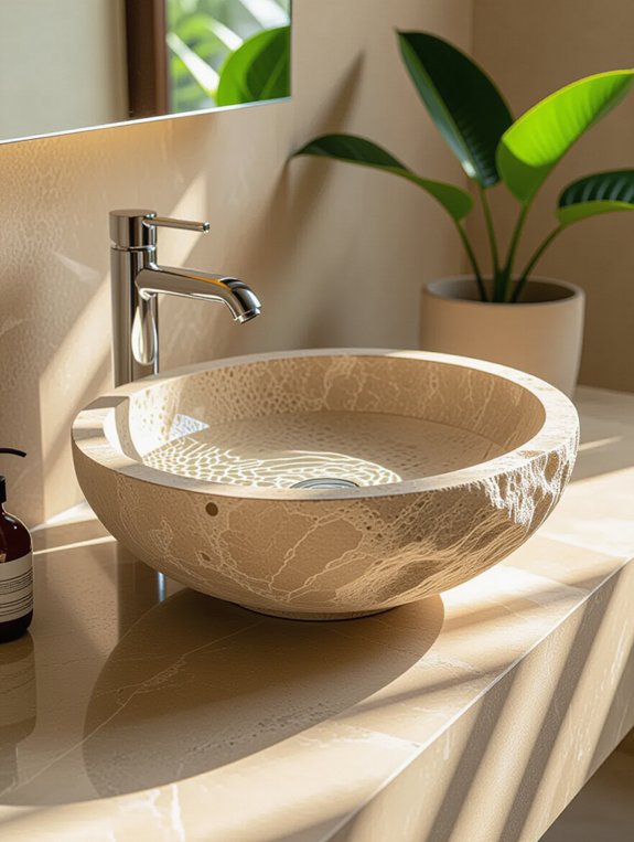 elegant contemporary travertine sinks