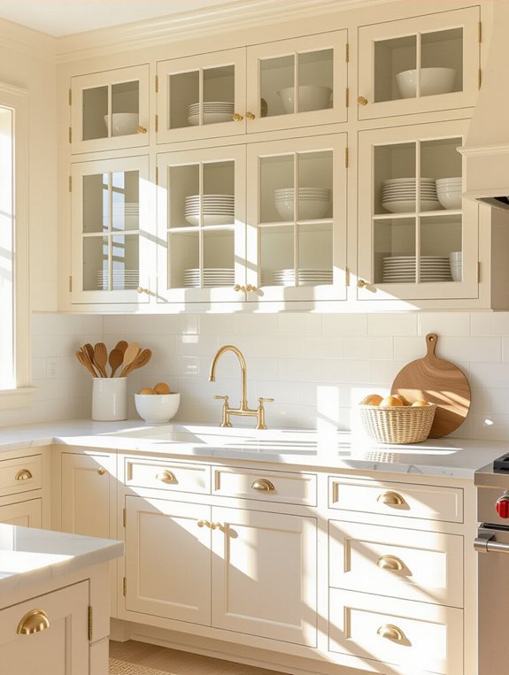 elegant cream glass cabinets