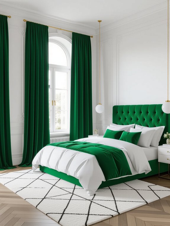 elegant emerald bedroom retreat