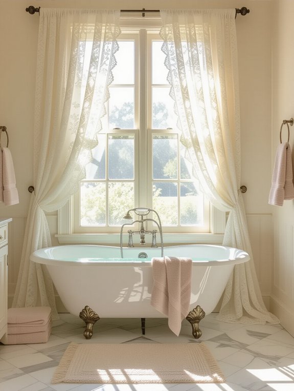 elegant lace bathroom curtains
