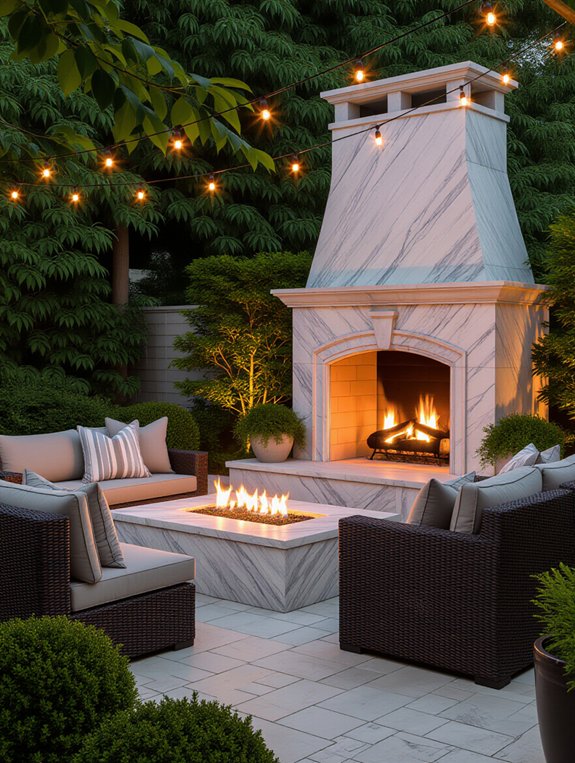 elegant marble outdoor hearth