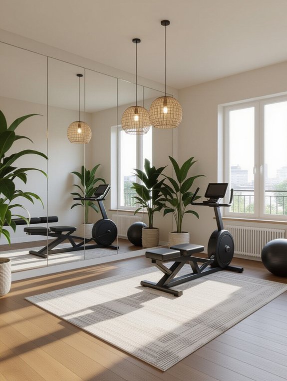 elegant mirrored home gym