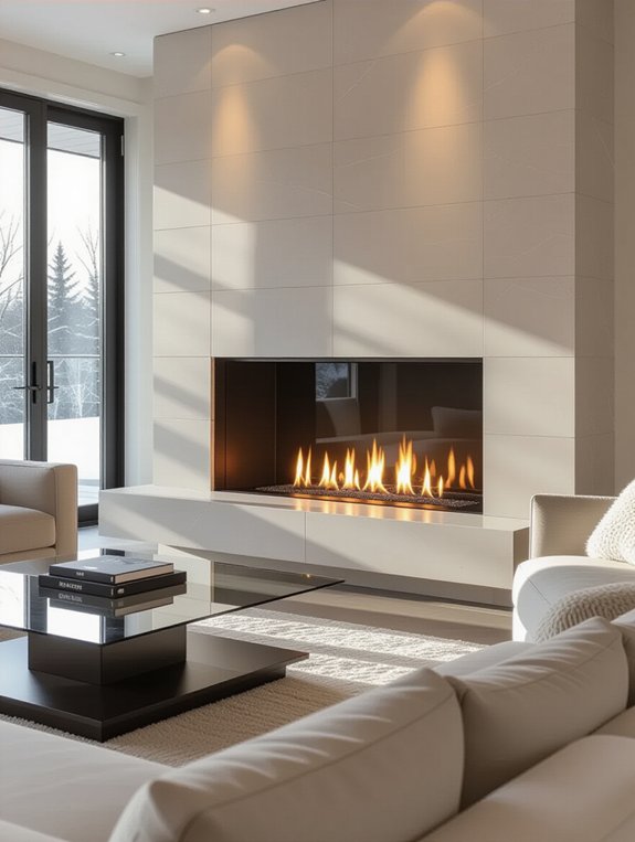 elegant modern glass fireplace