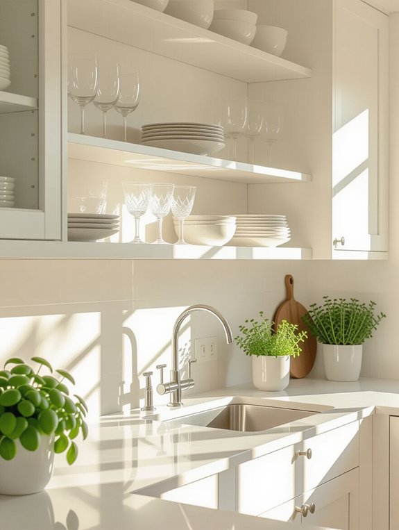 elegant modern glass shelving