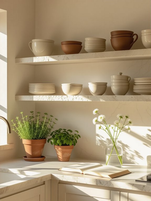 elegant natural stone shelves