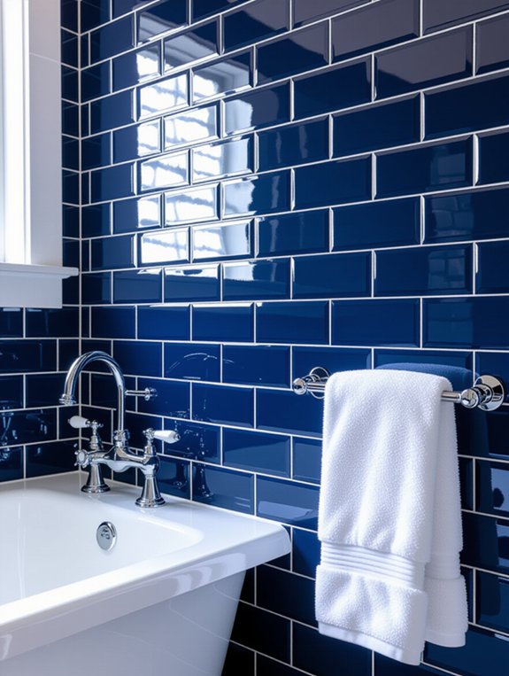 elegant navy subway tiles