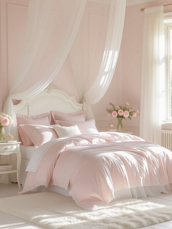 elegant pink bedding aesthetic