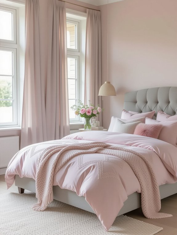elegant pink grey bedding