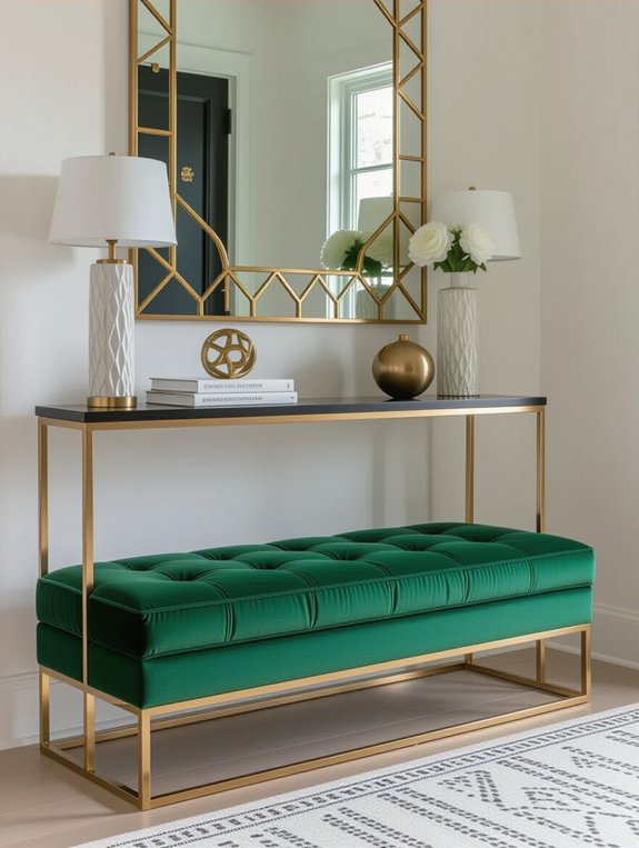 elegant velvet upholstered bench