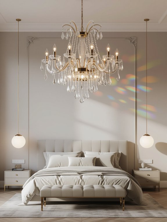 elevate bedroom with chandeliers