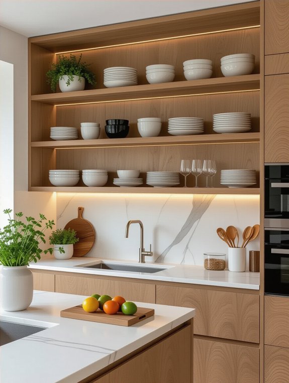 elevate kitchen with open cabinets