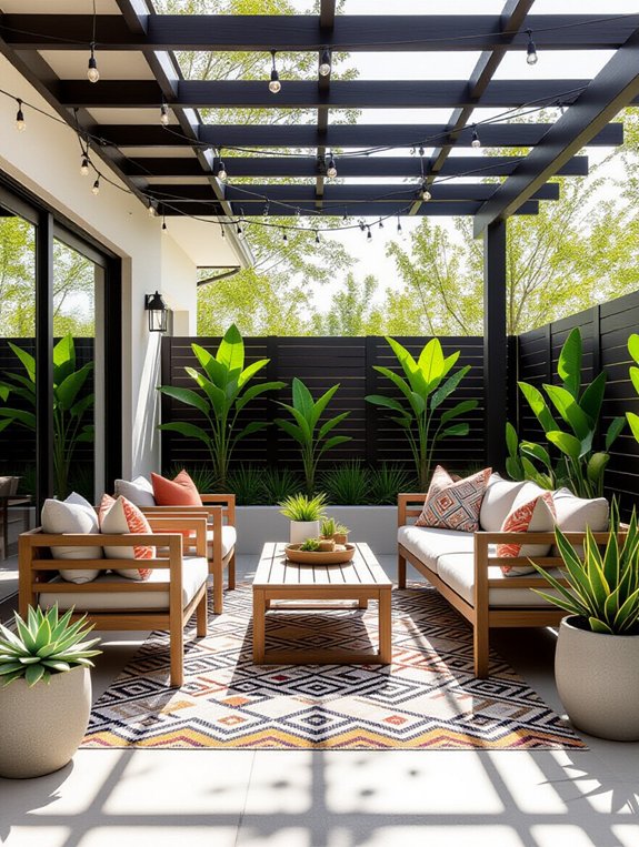 elevate patio with rugs