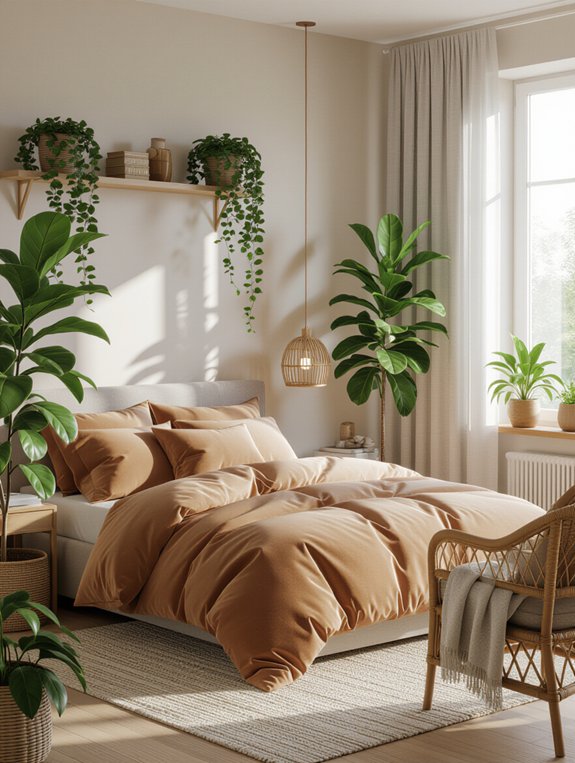 enhance bedroom with plants