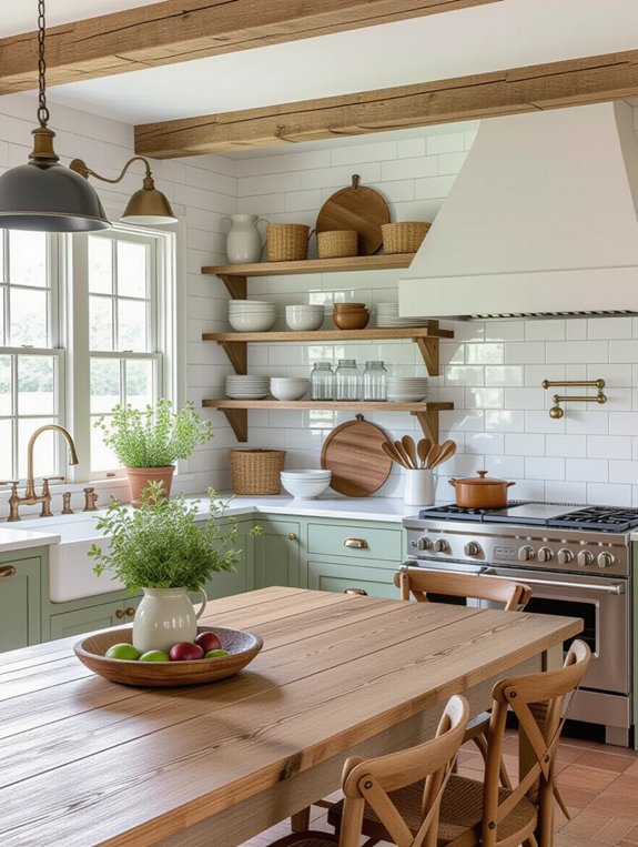 farmhouse open shelving style