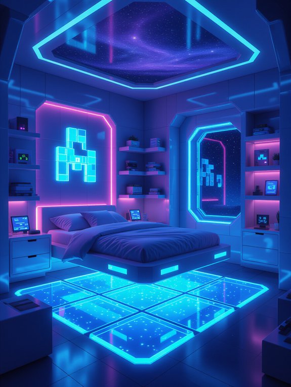 futuristic cosmic bedroom design