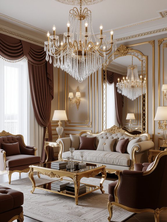 glamorous gold chandelier accents