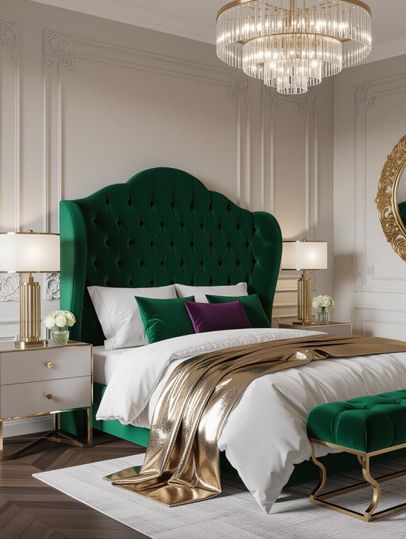 glamorous metallic bedroom accents
