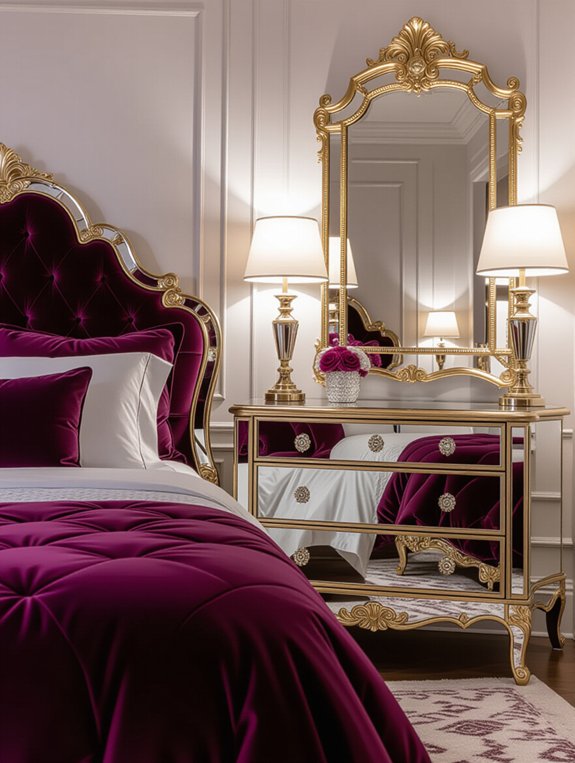 glamorous mirrored furniture accents