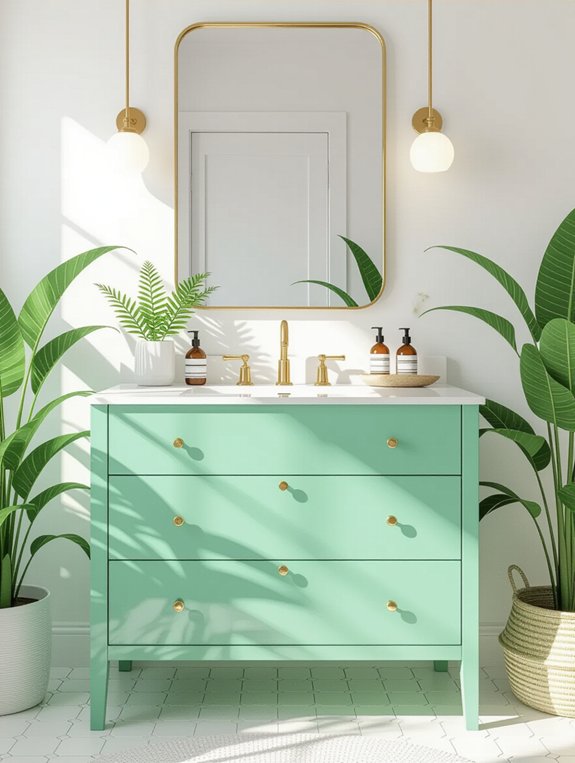 glossy mint modern bathroom