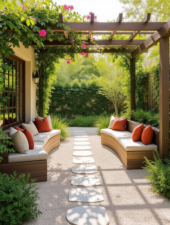 gravel patio with seating