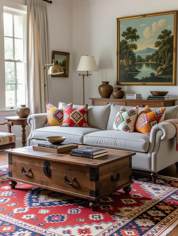 gray couch vintage decor