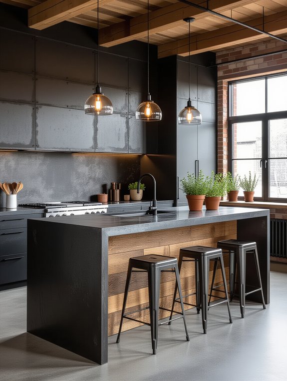 industrial kitchen peninsula design