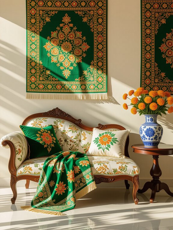 intricate textiles enhance decor
