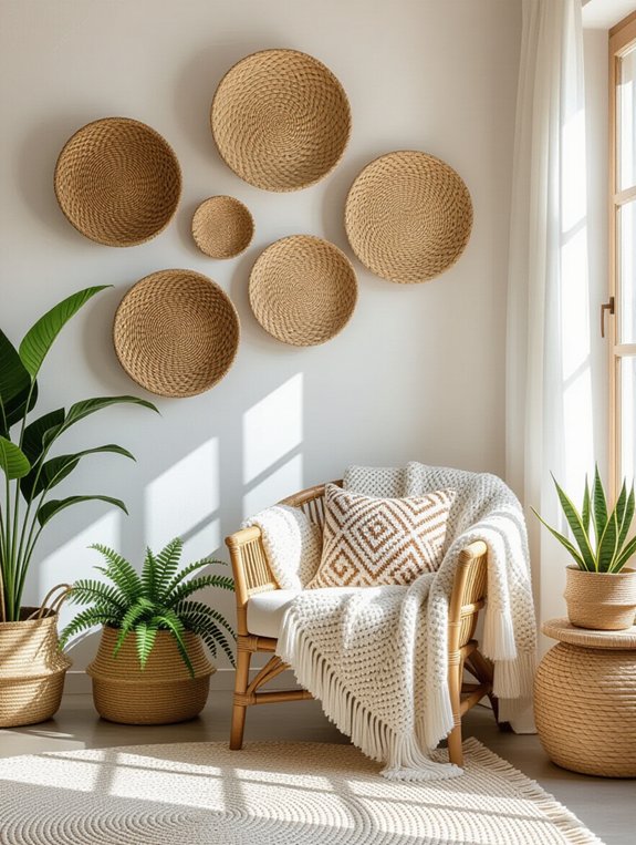 layered baskets for depth