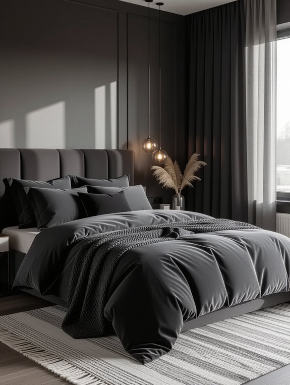 layered grey bedroom design