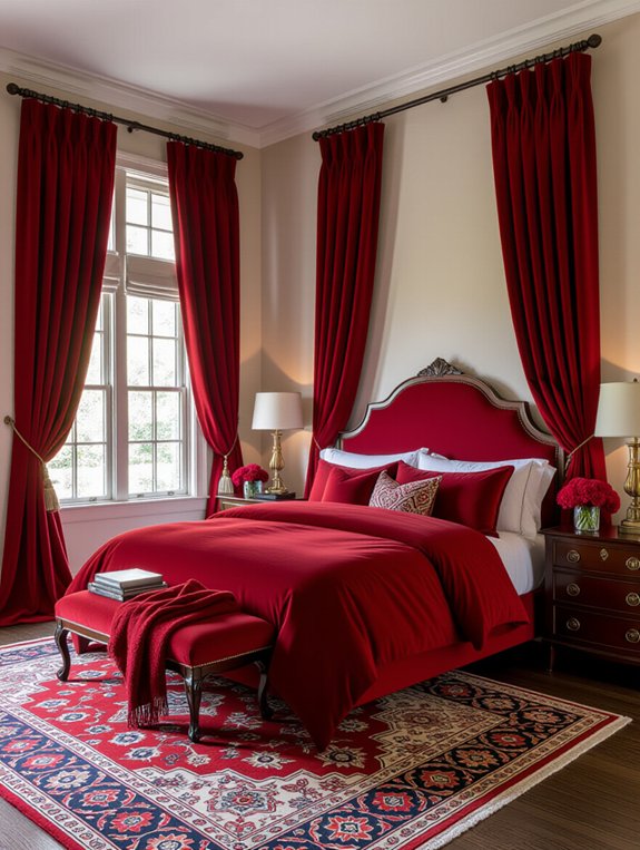 layered red textile accents