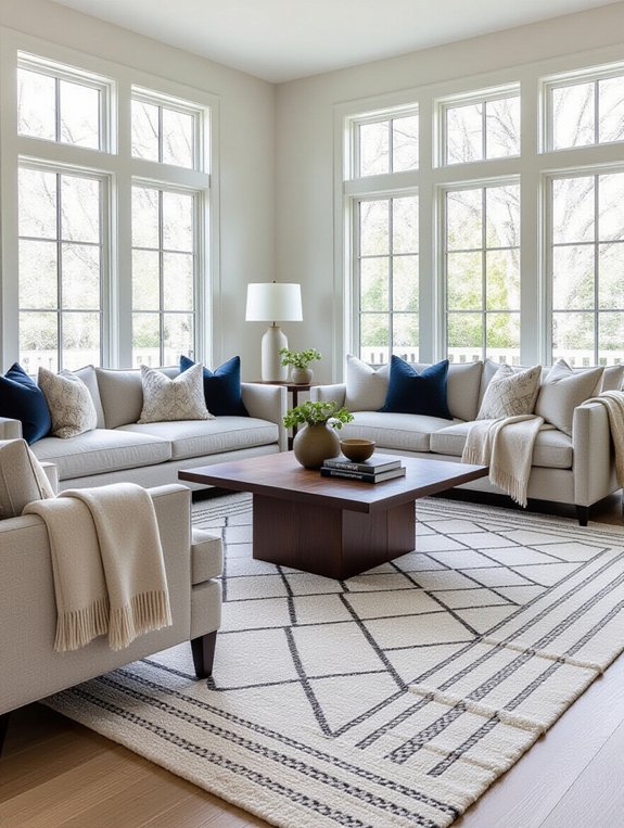 layered rugs add depth