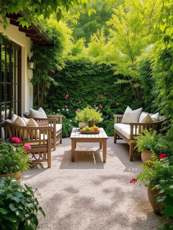 lush greenery with gravel