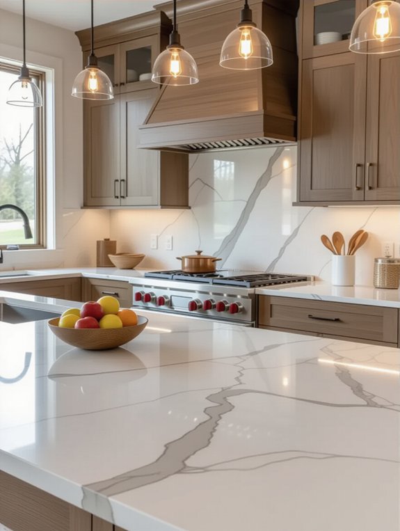 luxurious marbled quartz finish