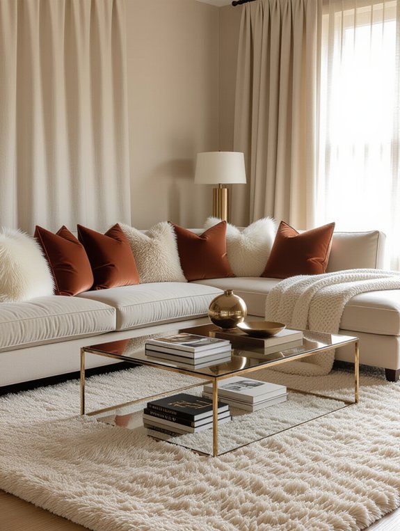 luxurious plush fabric layering