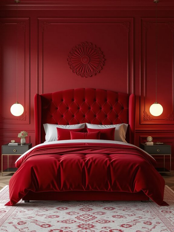 luxurious red upholstered headboards