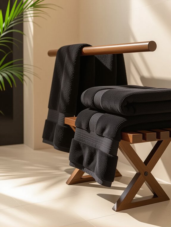 luxurious towels warm wood