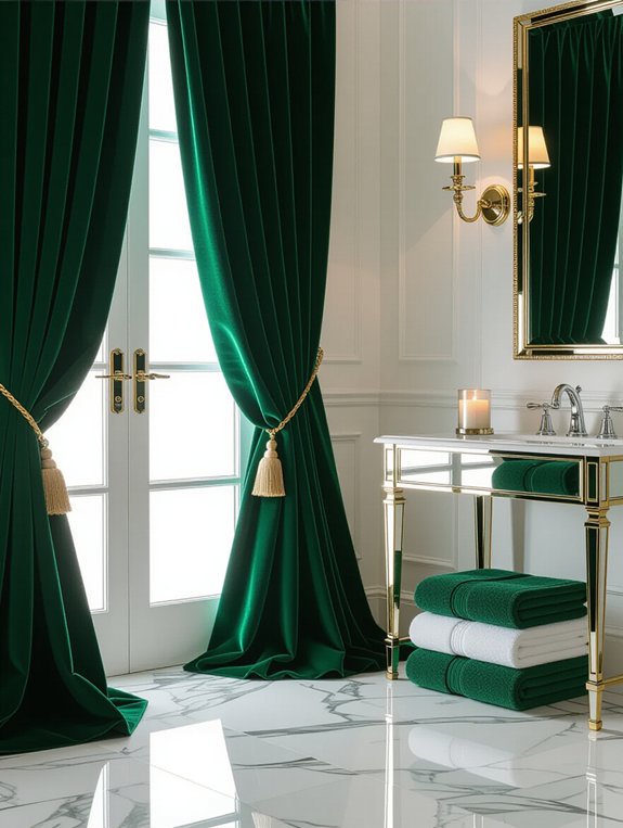 luxurious velvet bathroom drapes