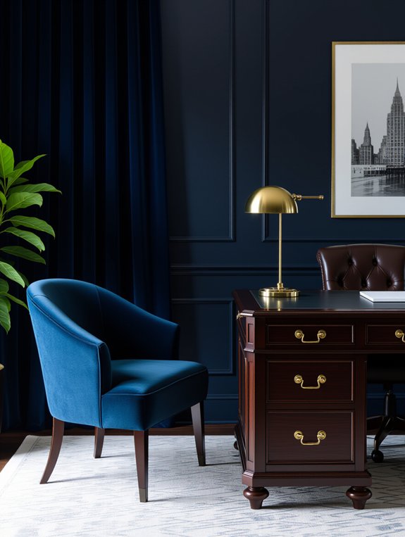luxurious velvet office accents