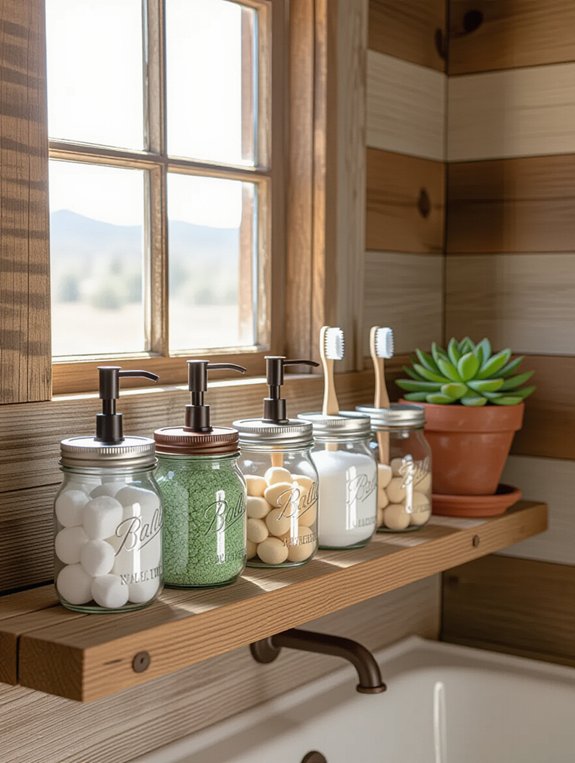 mason jar bathroom organization