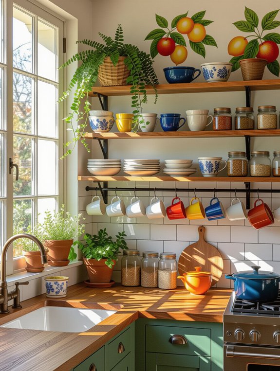 maximalist open shelving displays