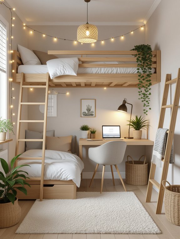 maximize space with lofted bed