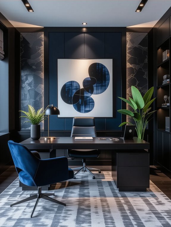 midnight blue office accents