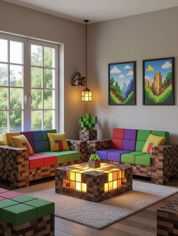 minecraft inspired living room decor