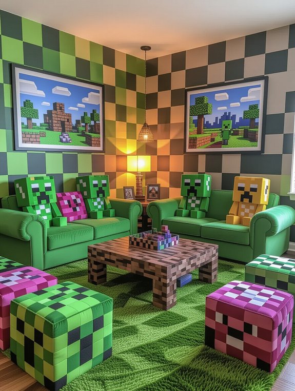 minecraft themed furniture decor