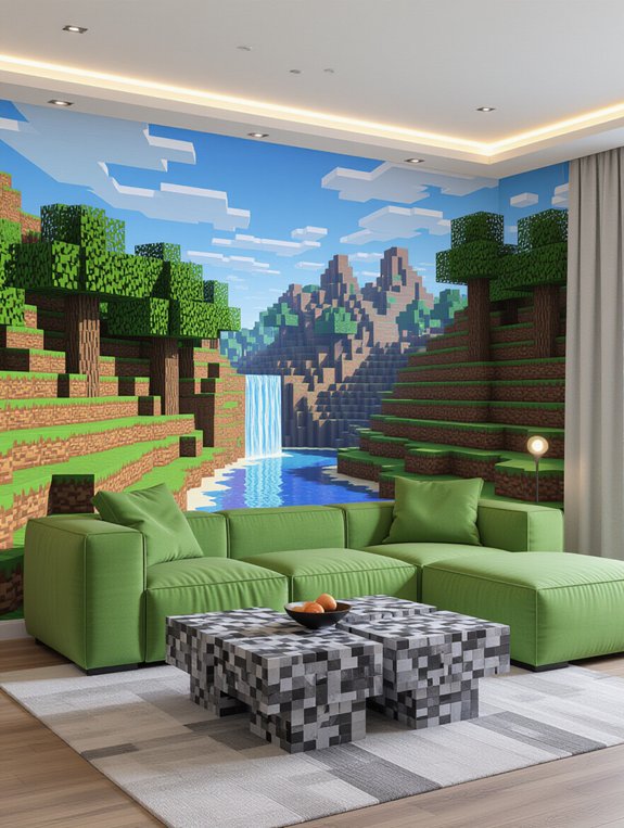 minecraft themed statement walls
