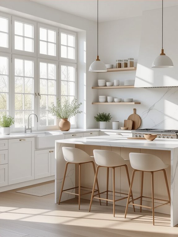 minimalist functional white kitchen