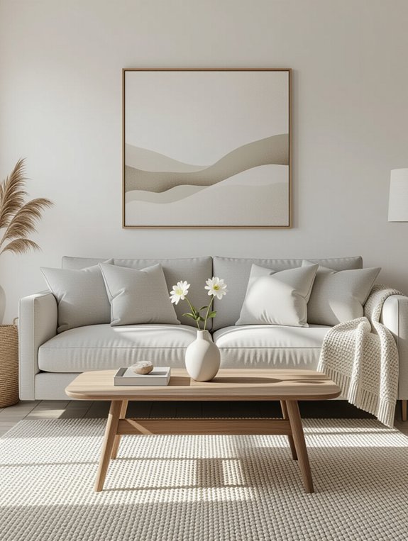 minimalist light gray couch