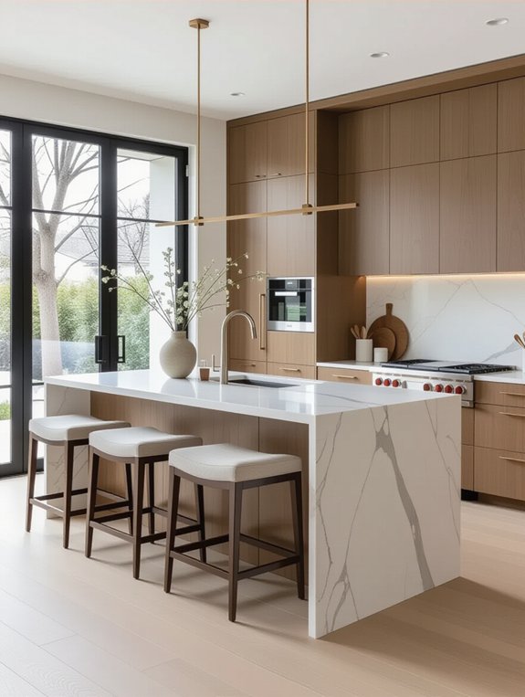 minimalist peninsula with seating