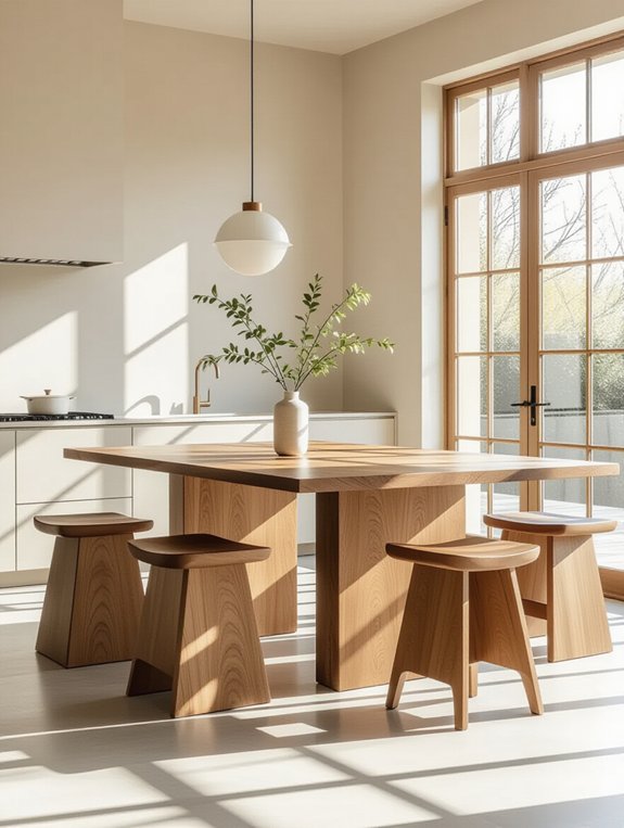 minimalist wooden kitchen island